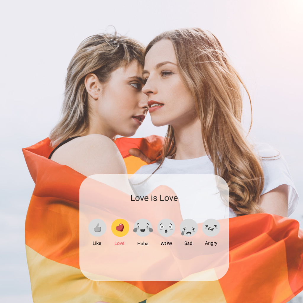 Cute Young LGBT-Couple Instagram – шаблон для дизайну