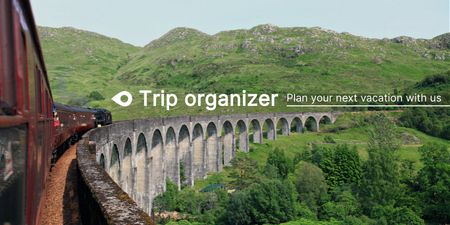 Travel Inspiration with Train on Bridge Twitter Design Template