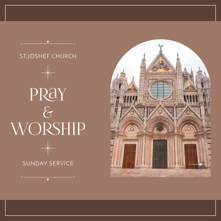 Pray and Worship in Old Church Instagram Design Template