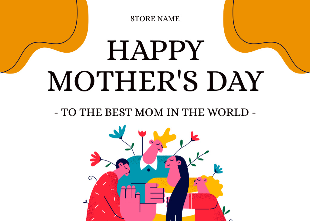 Plantilla de diseño de Mother's Day Greeting with Cute Family Postcard 5x7in 