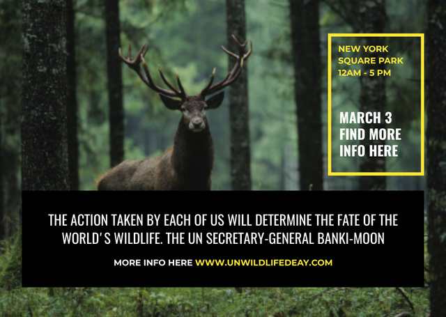 Designvorlage Eco Event Announcement with Deer in Forest für Flyer A6 Horizontal