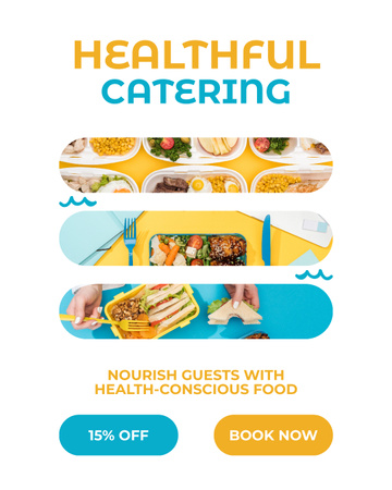 Plantilla de diseño de Catering de comida saludable para invitados con descuento Instagram Post Vertical 