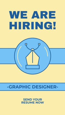 Designvorlage Anzeige zur Einstellung eines Grafikdesigners für Blau und Gelb für Instagram Story