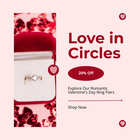 Valentine's Day Sale of Rings Instagram AD Design Template