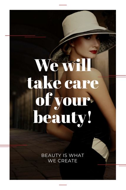 Beauty Services Ad with Fashionable Woman Tumblr Modelo de Design