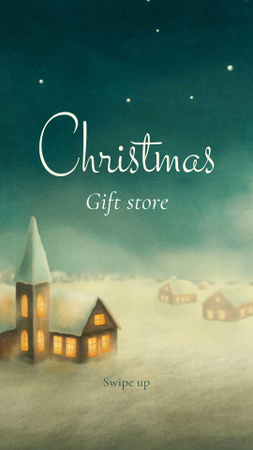 Christmas Gift Store Offer with Night Fairy Village Instagram Story Design Template