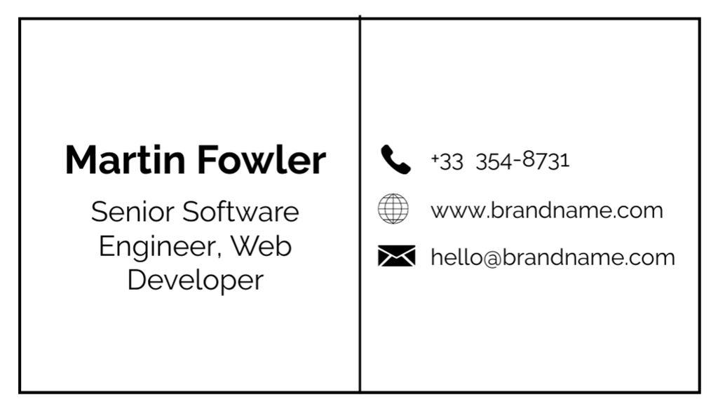 Plantilla de diseño de Senior Software Engineer And Web Developer Business Card US 