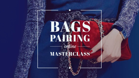 Fashion Masterclass Announcement with Stylish Bag FB event cover Šablona návrhu