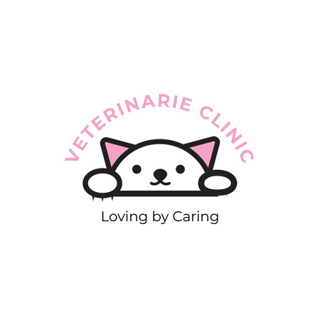 Veterinary Clinic Emblem with Cat Animated Logo Design Template