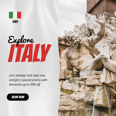 Stunning Italy Tour With Discounts And Booking Instagram Design Template