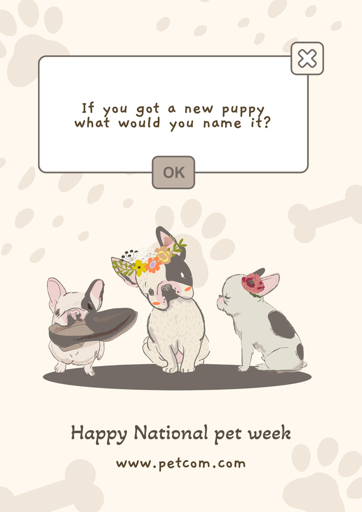 National Pet Week with Сute Puppies Poster – шаблон для дизайну