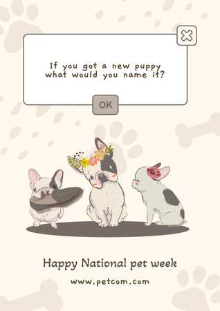 National Pet Week with Сute Puppies Poster Design Template