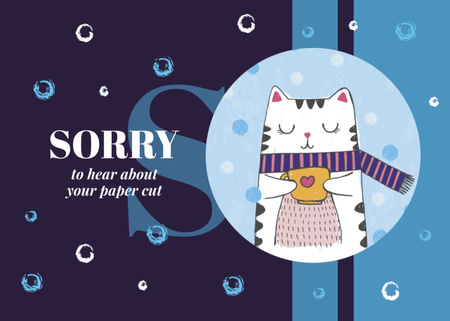 Cute Cat with cup in Scarf Postcard 5x7in Design Template