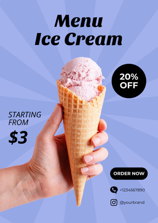 Yummy Ice Cream Offer Poster A3 – шаблон для дизайну