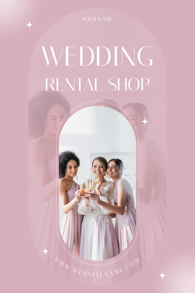 Bridal Boutique Ad with Beautiful Bride with Bridesmaids Pinterest Design Template