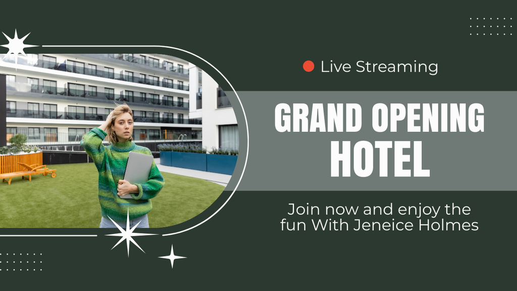 Ontwerpsjabloon van Youtube Thumbnail van Grand Opening of Modern Hotel