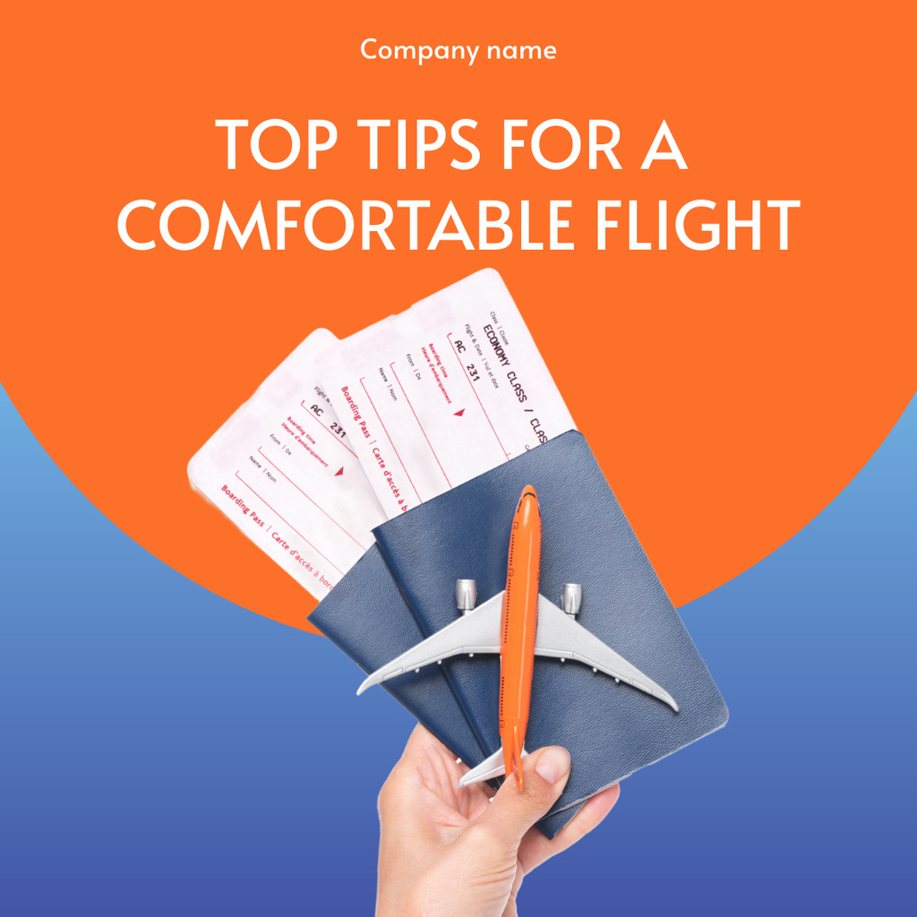 Designvorlage Top Tips for Comfortable Flights with Tickets für Instagram