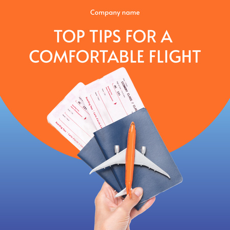 Top Tips for Comfortable Flights with Tickets Instagram Design Template