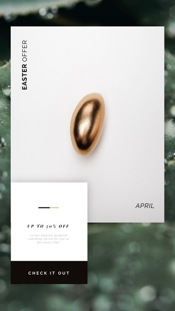 Designvorlage Easter Offer Golden Egg on White für Instagram Video Story
