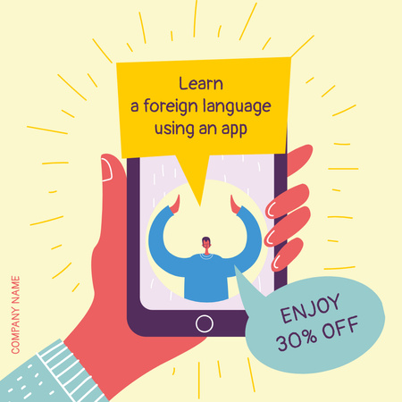 Aplicativos de aprendizado de idiomas Instagram Modelo de Design