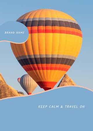 Modèle de visuel Travel Tour Ad with Hot Balloon - Postcard A6 Vertical