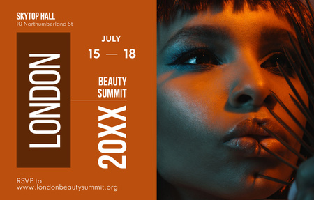 Designvorlage Important Beauty Summit Announcement In Orange für Invitation 4.6x7.2in Horizontal