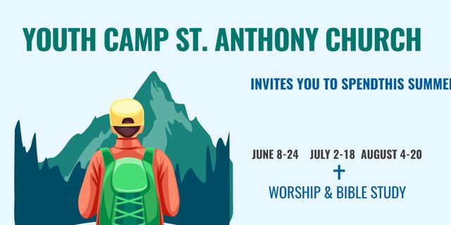 Youth religion camp of St. Anthony Church Image Design Template
