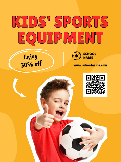Kids' Sports Equipment Ad Poster US Design Template