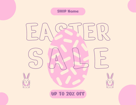 Plantilla de diseño de Ad of Easter Sale with Pink Eggs and Bunnies Thank You Card 5.5x4in Horizontal 