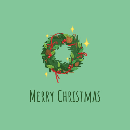 Cute Christmas Greeting with Wreath Logo Design Template