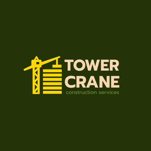 Emblem of Building Company with Tower Crane Logo Tasarım Şablonu