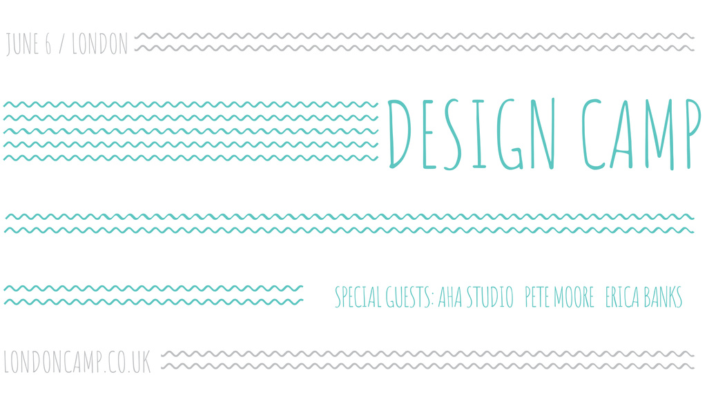 Design camp announcement on Blue waves FB event cover Modelo de Design