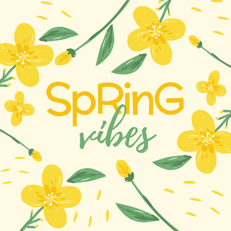 Designvorlage Frühlingsstimmung mit gelben Blüten für Instagram