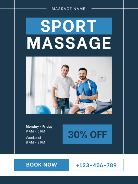 Sports and Medical Massage Offer Poster US – шаблон для дизайна