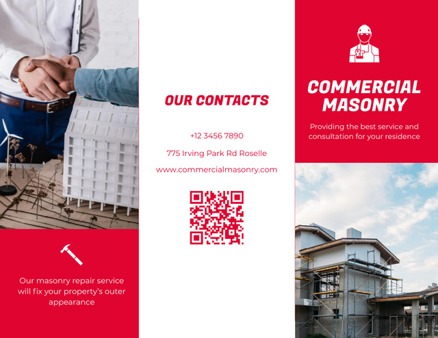 Commercial Masonry Services and Construction Brochure 8.5x11in Πρότυπο σχεδίασης
