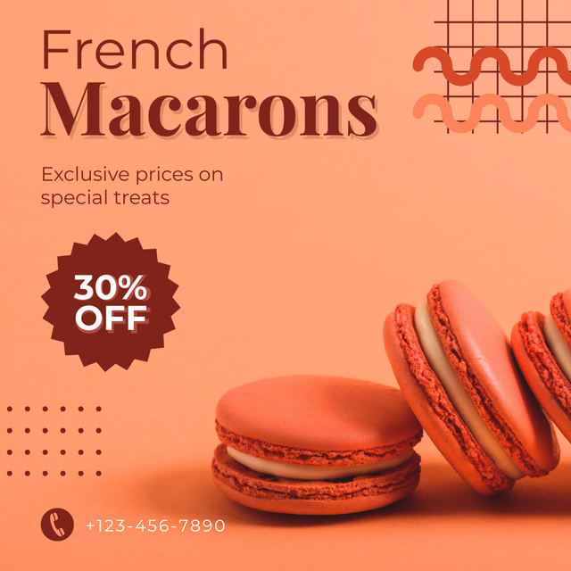 Offer Discounts on Sweet Macaroons Instagramデザインテンプレート