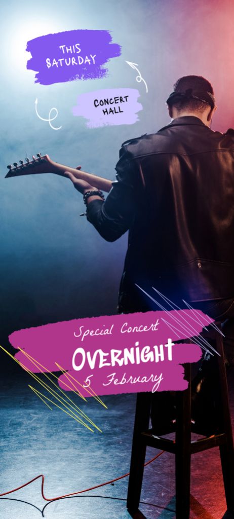 Special Concert Overnight Announcement Invitation 9.5x21cm Šablona návrhu