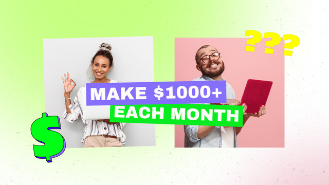 Plantilla de diseño de Young Man and Woman Giving Money Making Advice Online YouTube intro 