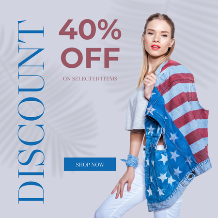 Platilla de diseño Fashion Items Discount for American National Holiday Instagram