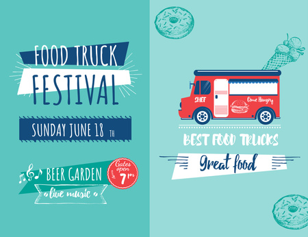 Plantilla de diseño de Food Truck Festival Announcement Invitation 13.9x10.7cm Horizontal 