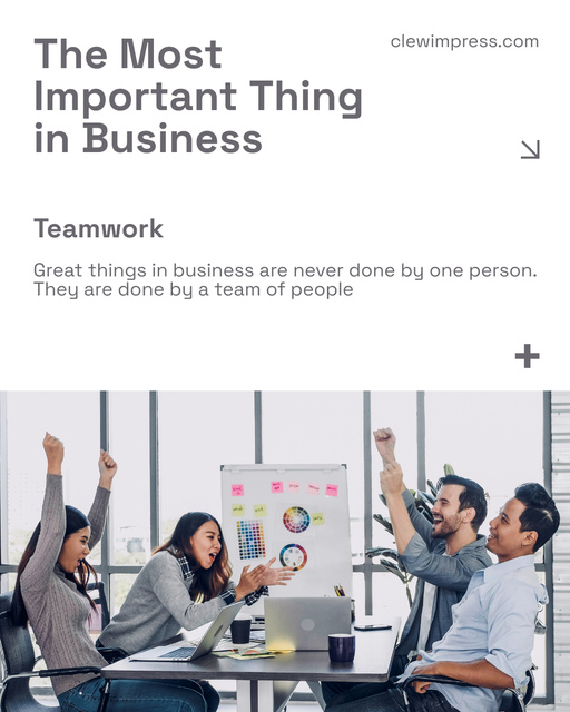 Phrase about Teamwork with Cheerful Coworkers Instagram Post Vertical – шаблон для дизайну