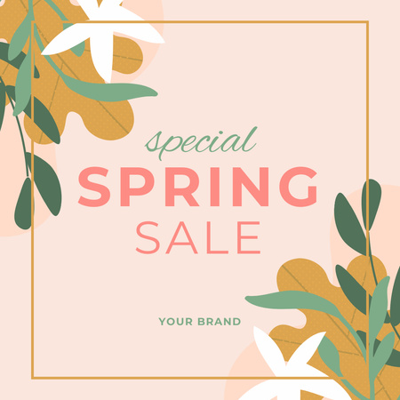 Spring Sale Offer with Flower Pattern Instagram Design Template