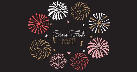 Cine Fest Announcement with Fireworks Facebook AD Design Template