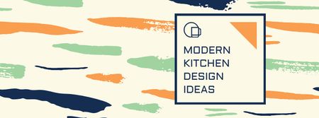 Kitchen Design Ad with Colorful Smudges Facebook cover Tasarım Şablonu