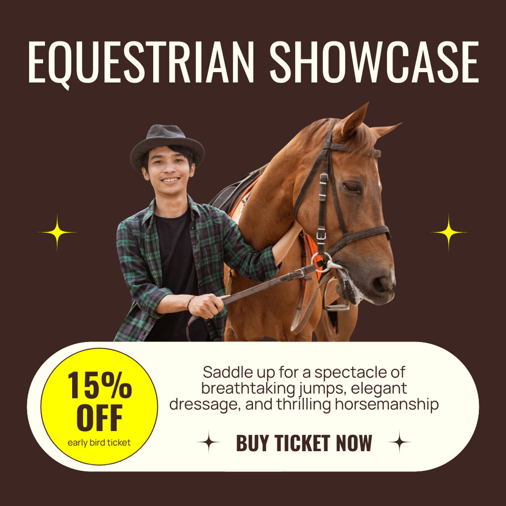 Ontwerpsjabloon van Instagram van Announcement of Spectacular Show of Jumping and Dressage Horses