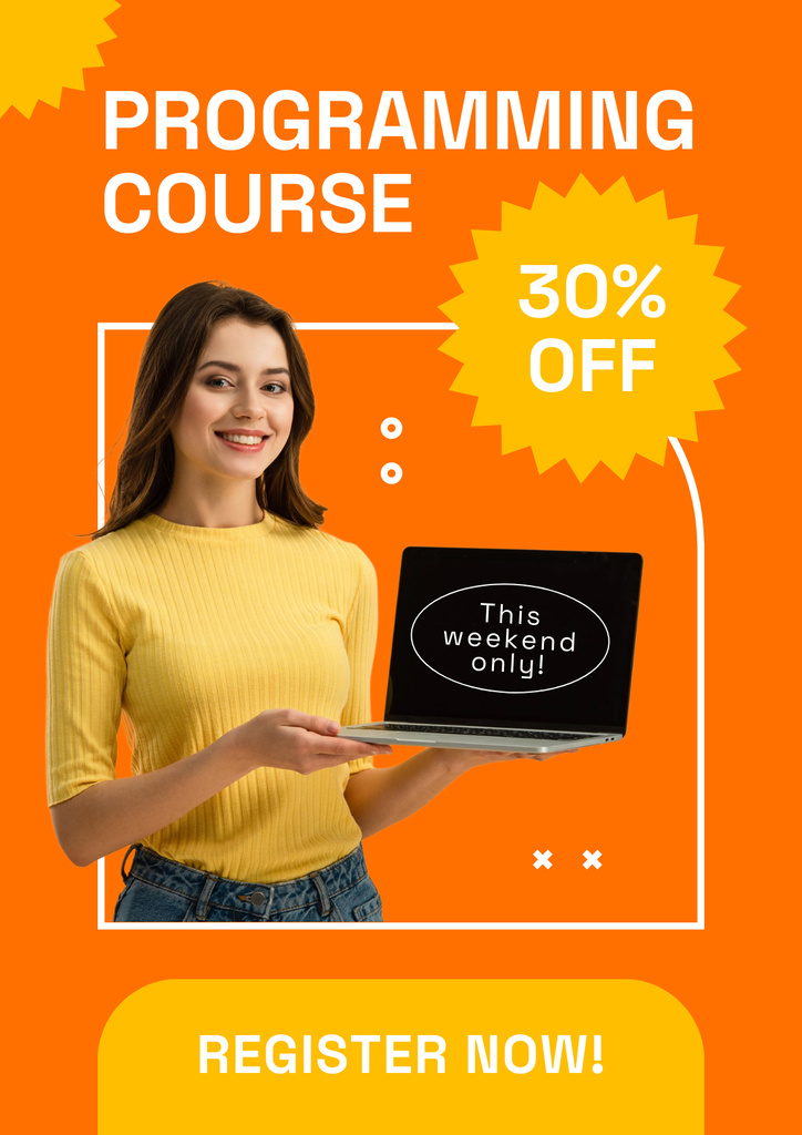 Discount Ad on Programming Course Poster Modelo de Design
