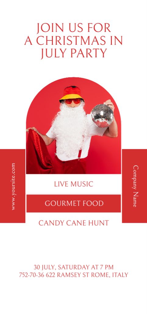 Christmas Party in July with Merry Santa Claus Flyer DIN Large Design Template