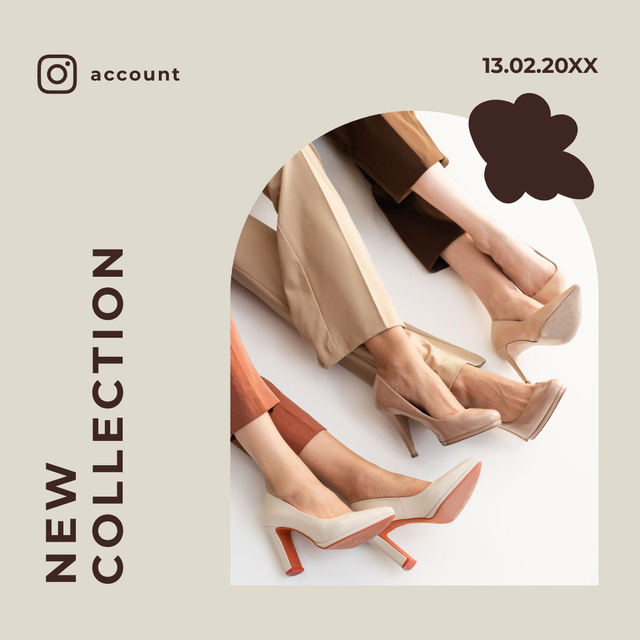 Fashion Sale Announcement with Stylish Female Shoes Instagram Design Template