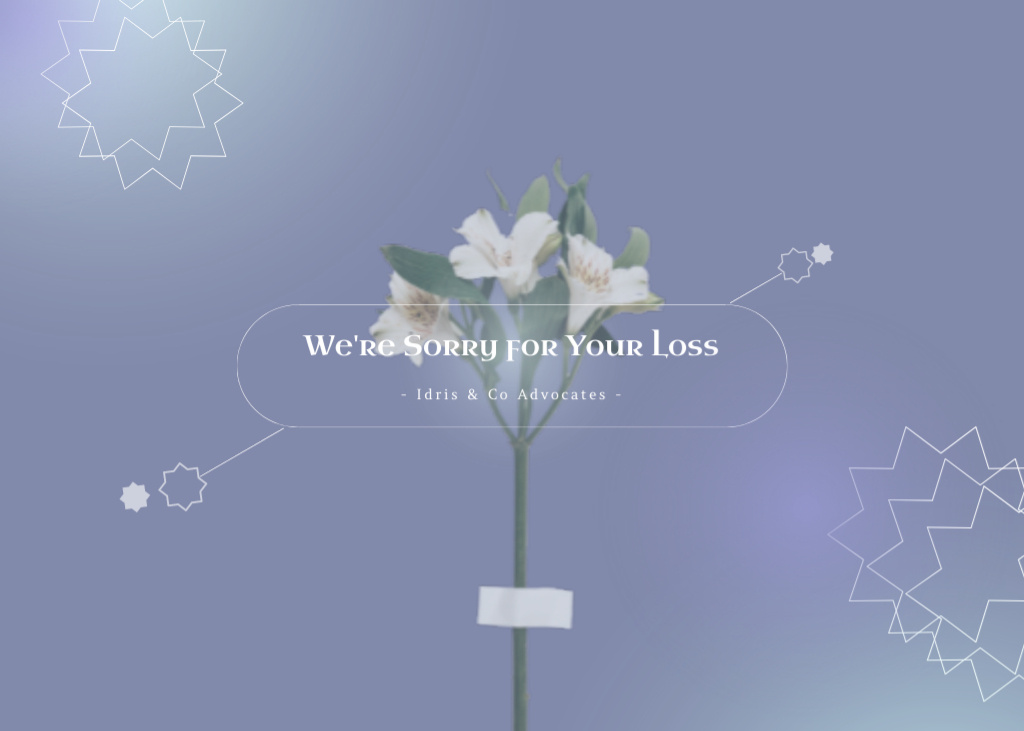 Szablon projektu Deepest Condolence Messages on Death with Tender Lilies Postcard 5x7in