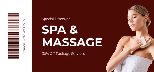Plantilla de diseño de Discount Offer on Massage Services Package Coupon Din Large 